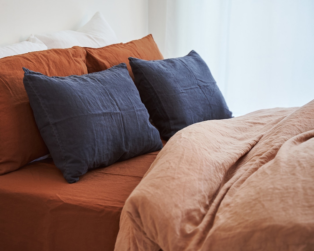 Linen Pillow Sham Set in Charcoal, Linen Pillow Covers, Envelope Pillow