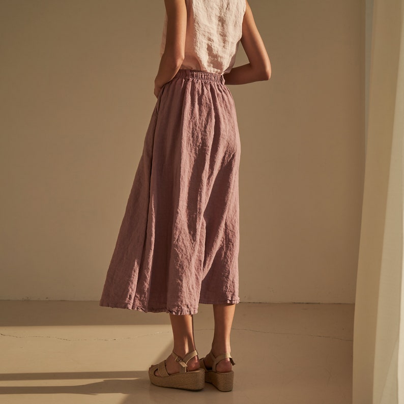 Linen maxi skirt with elastic waist SINEAD, long linen skirt, skirt for woman with elastic waist, linen skirt with pockets image 4