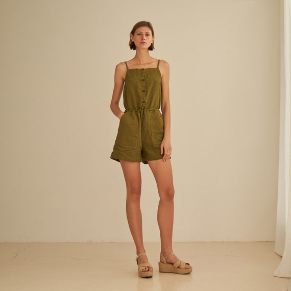 Linen romper shorts cheap