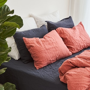 Linen Pillowcase Set: Envelope Pillow Covers, Wrinkled Texture