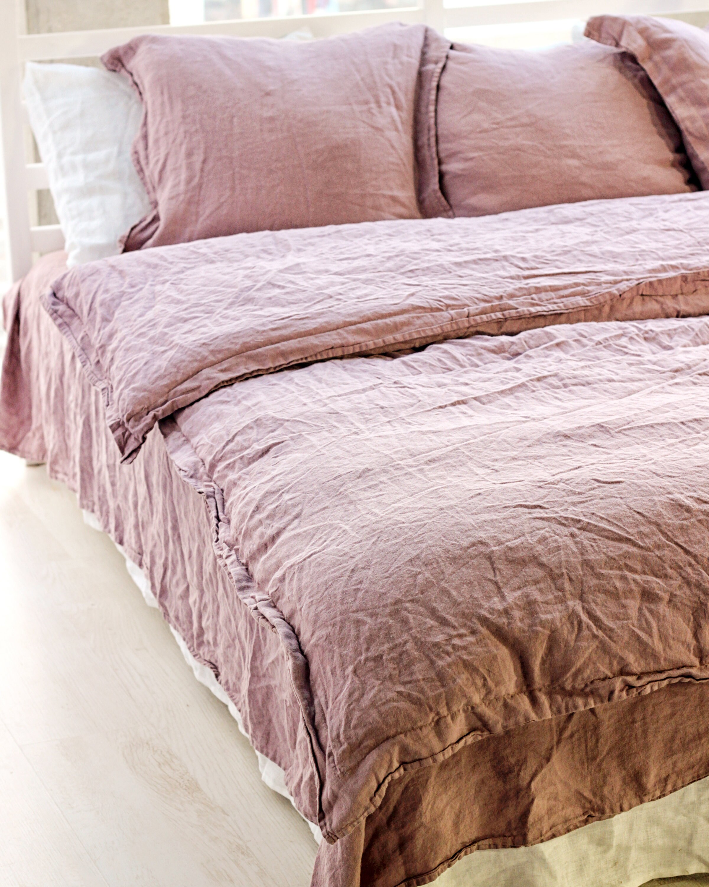 Linen Flange Bedding Set Mauve Linen Bedding Linen Bedding Etsy