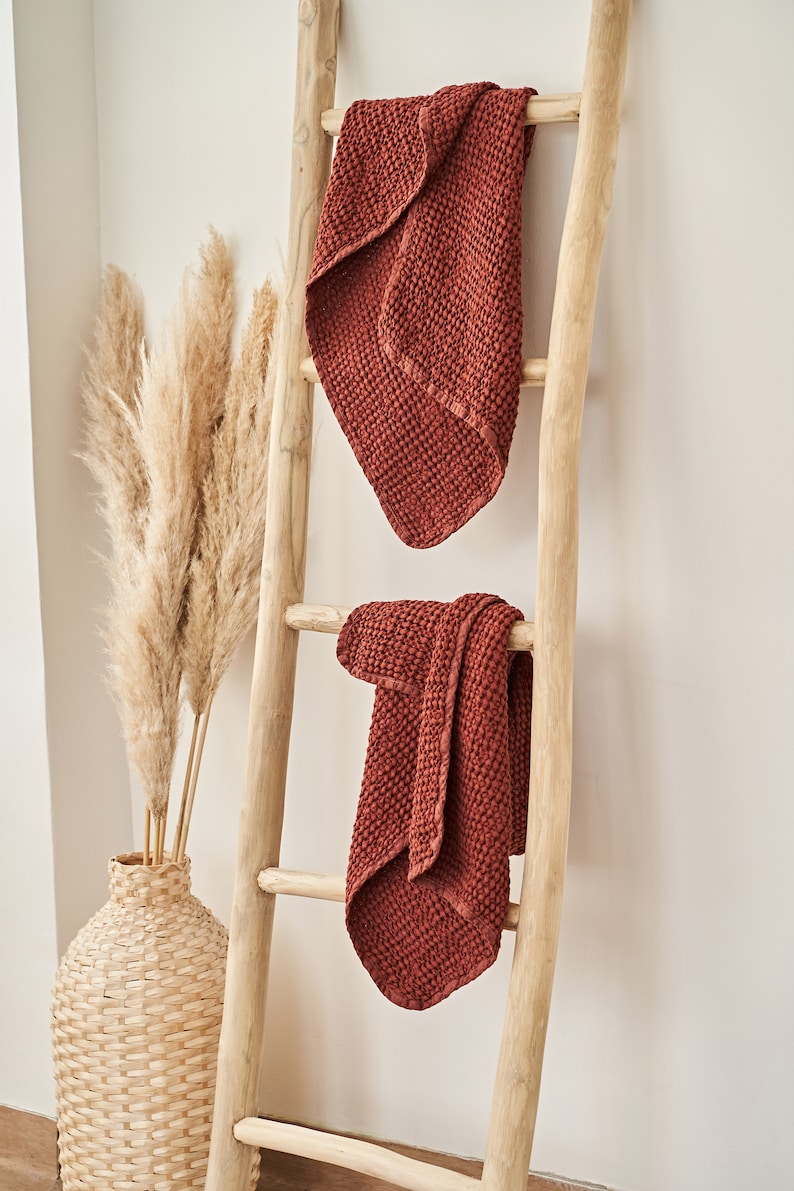 WrinklesShop Waffle Linen Hand Towels - Thumbnail 2