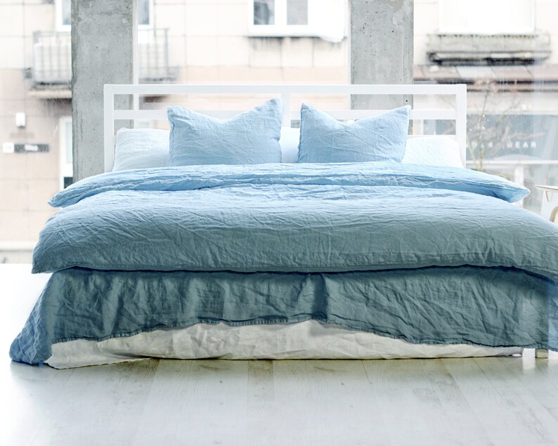 Linen duvet cover Sky Blue bedding Linen bedding Pure linen Etsy