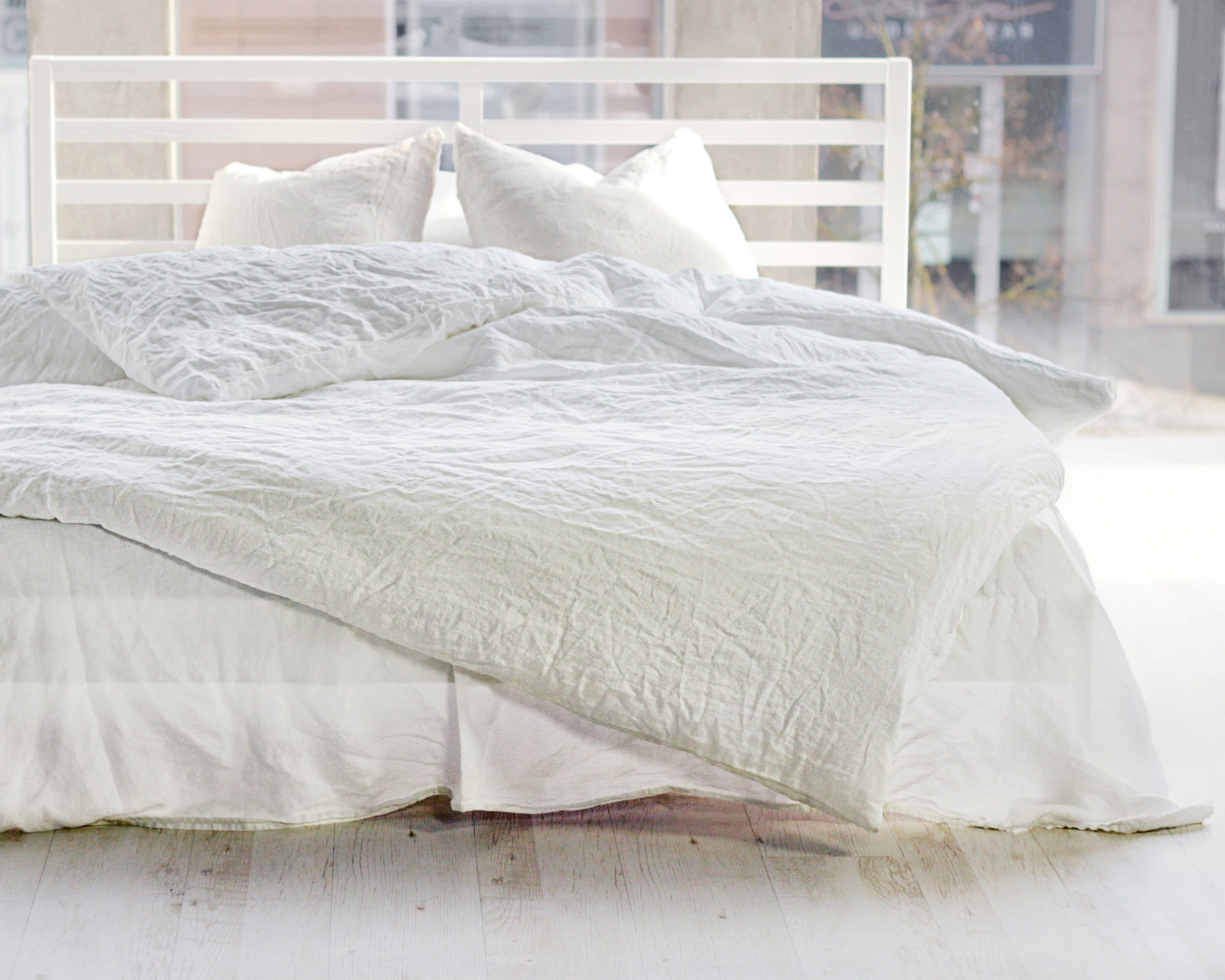 Linen Duvet Cover White Bedding Pure King Queen Custom Available