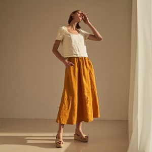 Linen maxi skirt with elastic waist SINEAD, long linen skirt, skirt for woman with elastic waist, linen skirt with pockets image 9