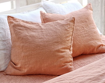 Linen pillowcase set, Peach Pie linen pillow covers, linen shams, Envelope pillow cover, Linen pillowcases, Terracotta Linen bedding