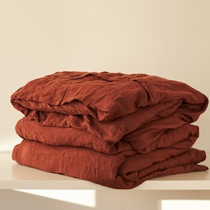 Red Brick Linen Duvet Cover: European Linen Bedding