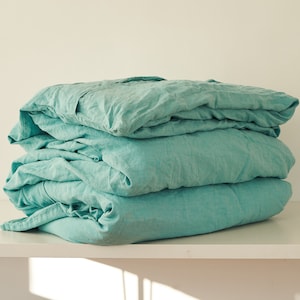 Emerald Linen Duvet Cover: European Linen Bedding, Custom Sizes