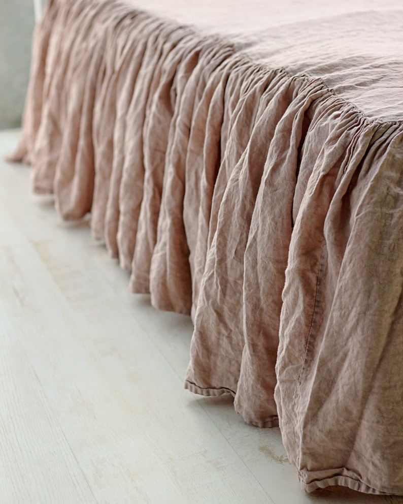 Linen Bed Skirt Ruffle Bed Skirt Linen Bed Skirt Queen Etsy UK
