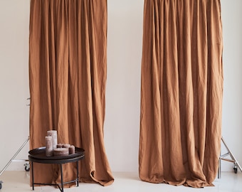 Wide linen curtain, Multifunctional heading curtain, Linen curtain panel, Curtain for bedroom or living room, Linen curtain in Honey Mustard