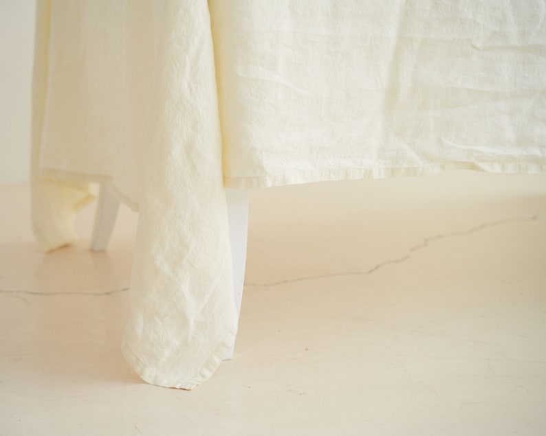 Linen tablecloth in Cream color, Rectangle dining table cloth, Rustic table linen, Handmade and dyed in small batches, Extra wrinkly image 3