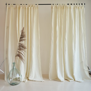 Beige 100% Leinen Stoffvorhang: Boho Style, knitterige Textur