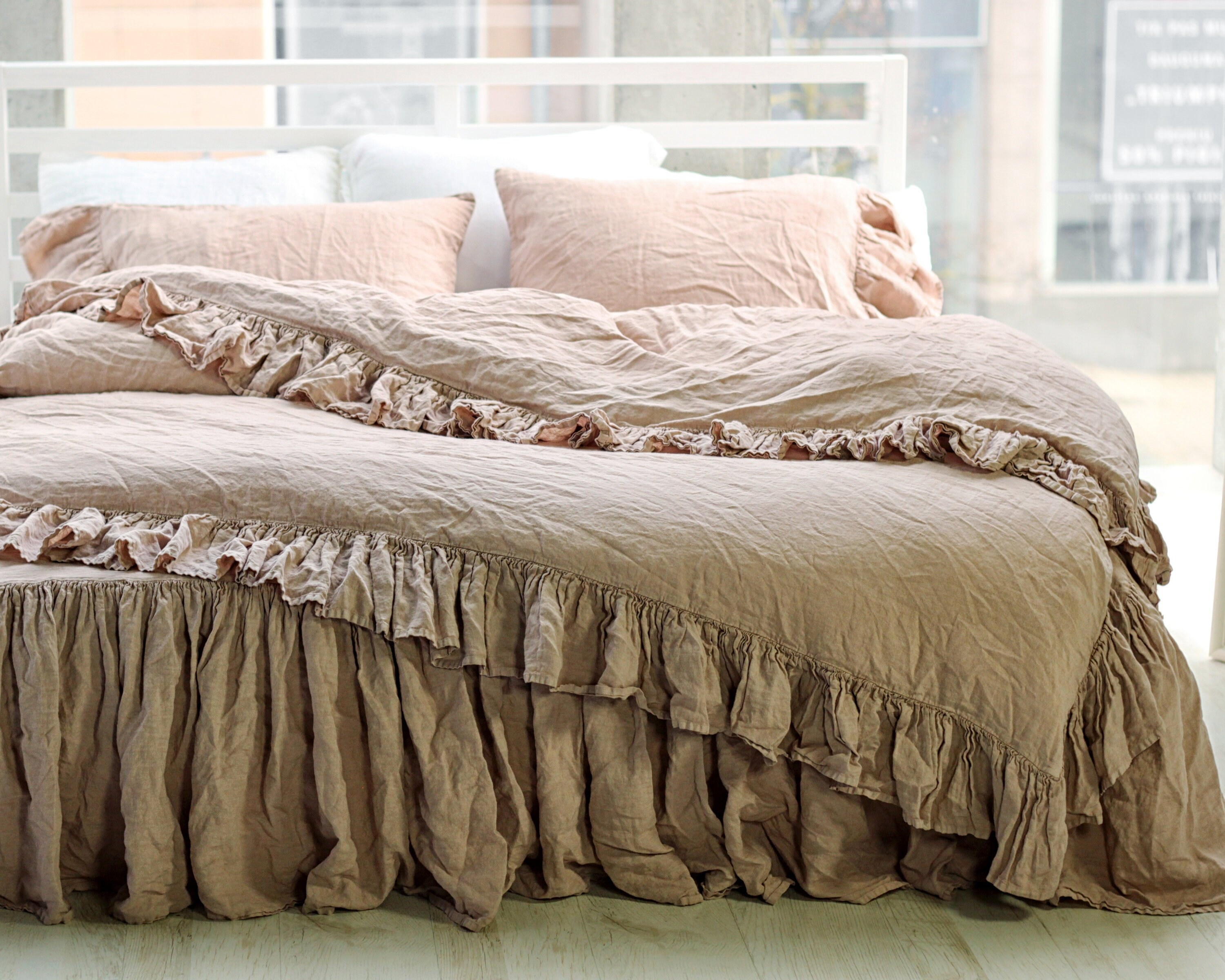 Ruffle Duvet Cover Linen Ruffle Duvet Hazelnut Duvet Cover Etsy