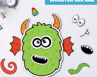 Druckbares Build-a-Monster Bastelset: Mix & Match Aktivität (PDF)
