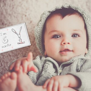 Druckbare süße Baby Meilenstein Postkarten, Baby Monat für Monat Postkarten, Babys erstes Jahr Postkarten.