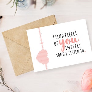 Tarjeta imprimible del día de San Valentín: encuentro fragmentos tuyos en cada canción que escucho.
