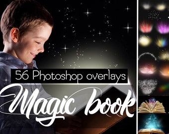 Magic book shine photo overlays, Christmas magic shine overlays, Light burst, Fairy shine, Sparkler, Sparkling Light, Book overlay, Book png
