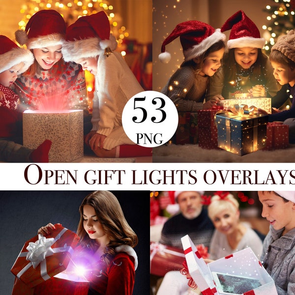 Magic shine box, Open gift lights, magic light overlays, light png, magic book light, Christmas overlays, Shine photo overlays, Xmas present