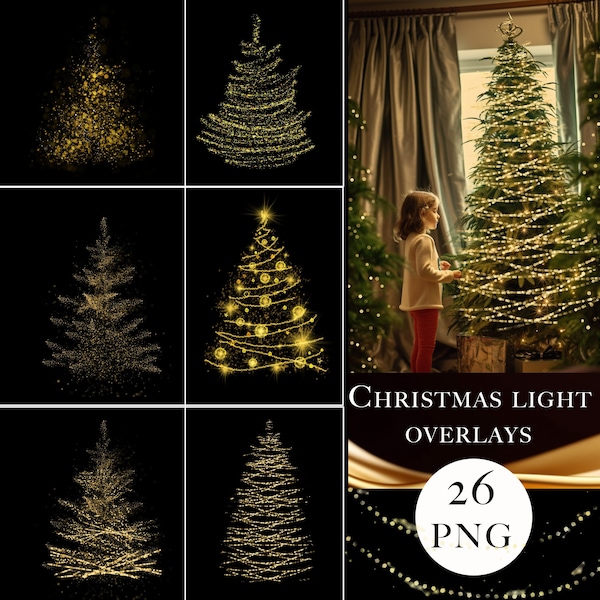 Weihnachtsbaum Bokeh, PNG Overlays, Weihnachtslicht png, Goldene Lichter, unscharf, Bokeh png, Gold Glitter Bokeh Foto Overlays, Weihnachts Bokeh