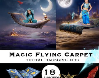 Flying Carpet Digital Backdrop: Arabian Nights Photography Props (Digital Download
