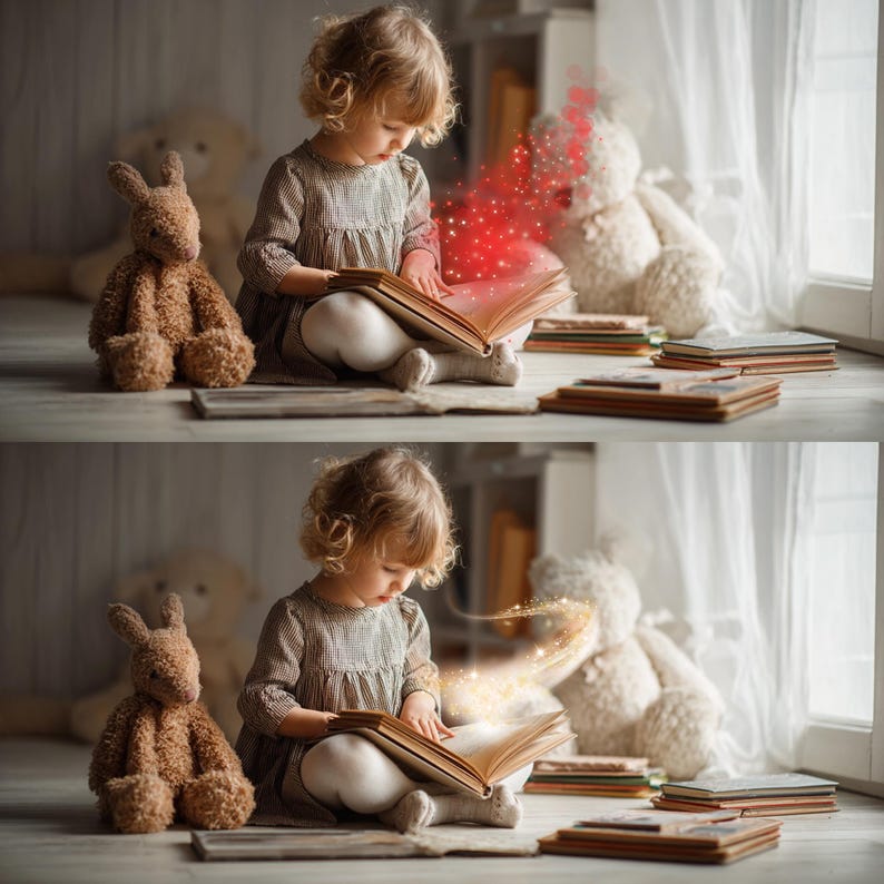 Magic Light Photo Overlay, Christmas Book Glowing, Open Gift Lights ...