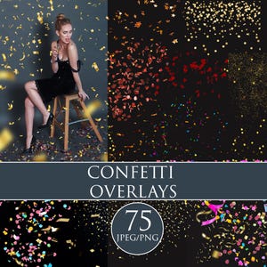 Confetti overlays, confetti effect, color confetti, photo overlays, confetti wedding, realistic falling confetti, gold confetti clipart, png