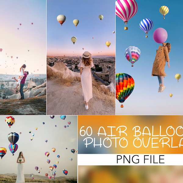 Air Balloons Photo Overlays, Balloons Overlay, Festive Overlays, Party Overlays, Birthday Overlays, Wedding Overlays, Outdoor Overlays, PNG