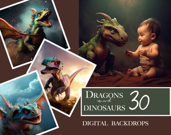 Dragon Digital Backdrop, dinosaur backdrop, dinosaur clipart, T-Rex Digital Backdrop, Photography background, Baby Dragon Overlay, Fantasy