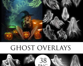 Ghost overlay, Ghost png, Halloween ghost clipart, Flying ghosts, Spooky Overlays, Magic fog, Spirit Elements for Photography, Halloween png