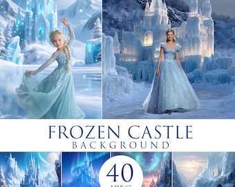 Frozen castle backdrop, Frozen Inspired Prints, Fairytale Castle background,  digital download