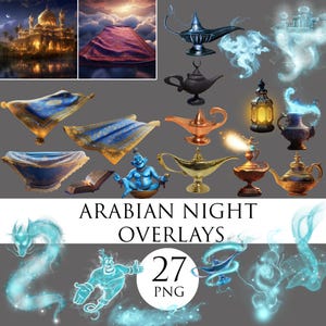 Arabian Night overlays, Magic Flying Carpet png, Genie png, Genie Lamp, Princess Fairytale Backdrop, arabian invitation, magic Fairy Tale