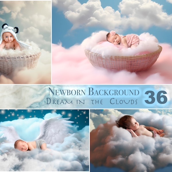 Clouds Newborn background, Dream in the cloud,  Photo Prop Newborn Digital Background, Clouds Baby Shower Background, Cloud png, Baby photo