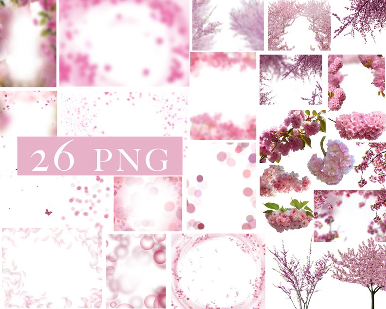 Sakura overlays, Cherry blossoms png, Blooming spring branch overlays, Pink Blossom Tree photo overlays, Cherry Blossom Photoshop Overlays image 3