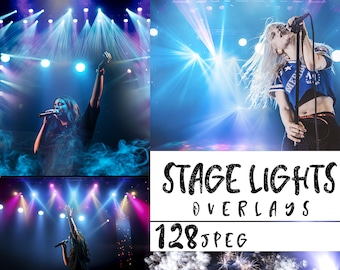 Stage lights overlay, Lens Flare light, Spotlight backdrop,  Realistic Stage Lights background, Stage Light Effects With Spotlights Scene