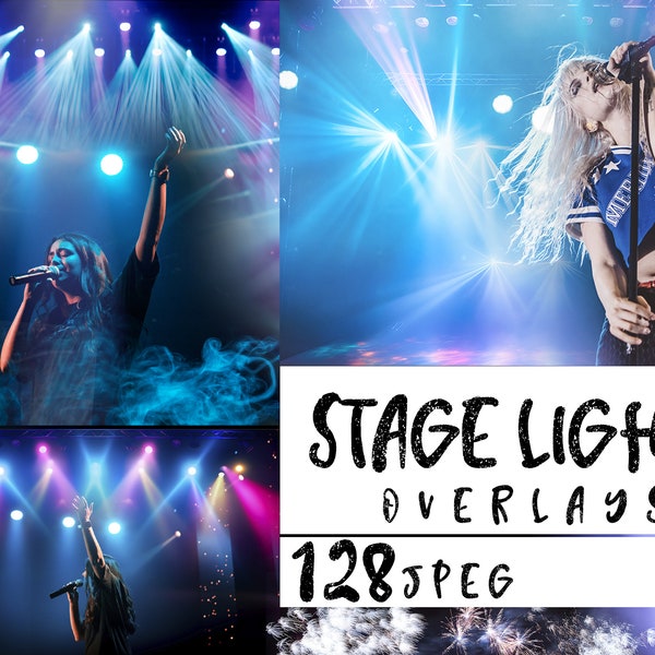 Stage lights overlay, Lens Flare light, Spotlight backdrop,  Realistic Stage Lights background, Stage Light Effects With Spotlights Scene