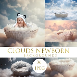 Clouds Newborn background, Dream in the cloud,  Photo Prop Newborn Digital Background, Clouds Baby Shower Background, Cloud png, Baby photo