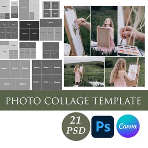 Modèle de collage photo, collage photo numérique modifiable, collage photo personnalisé, modèle canva, téléchargement immédiat, cadeau collage souvenir