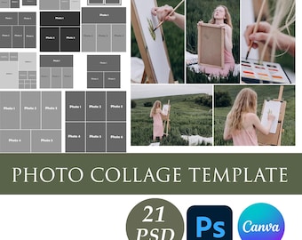 Photo Collage Template, Editable Digital Photo Collage, Custom Picture Collage, Canva Template, Instant Download, Memory Collage Gift