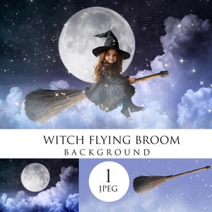 Halloween backdrop, Witch flying broom on Halloween, Which broomstick overlays, Photography Composites