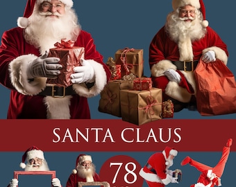 Santa Claus Photo Overlays: Christmas Digital Backdrops (PNG Download)