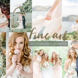 15 préréglages beaux-arts, préréglages chaleureux, préréglages aérés lumineux, préréglages propres, préréglage mariage, préréglages vert doux, préréglages Lightroom, préréglage avoine