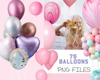 Foil balloons overlay, balloons png, balloons clipart, Digital Birthday balloons, Air Balloon Photoshop Overlays, Digital party balloon png