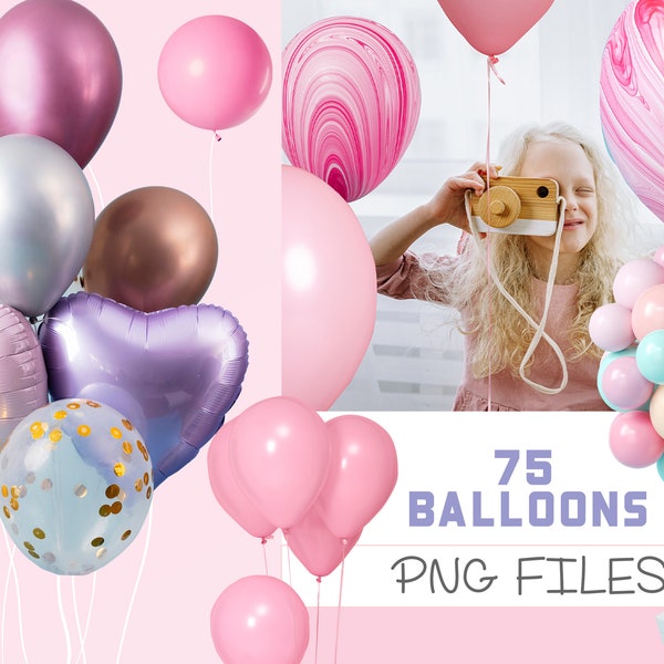 Folienballons Overlay, Ballons png, Ballons Clipart, Digitale Geburtstagsballons, Luftballon Photoshop Overlays, Digital Partyballon png