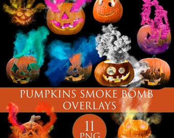 Halloween Photo Overlays: Pumpkin Smoke Bomb PNG Clipart (Digital Download)
