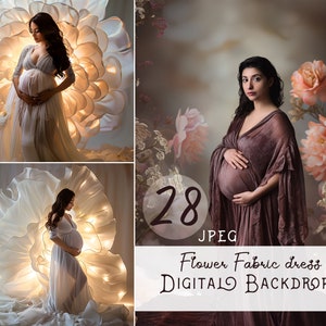Cenário de maternidade, sobreposições florais, cenários digitais, texturas de belas artes, vestido de tecido floral, cenários digitais, cenário digital de maternidade