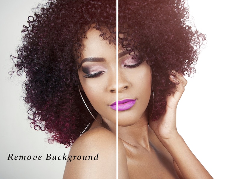 May include: A woman with curly, dark red hair and makeup, including pink eyeshadow and bright pink lipstick, is looking down. Her hair is styled in a way that covers one side of her face. She is wearing large hoop earrings.