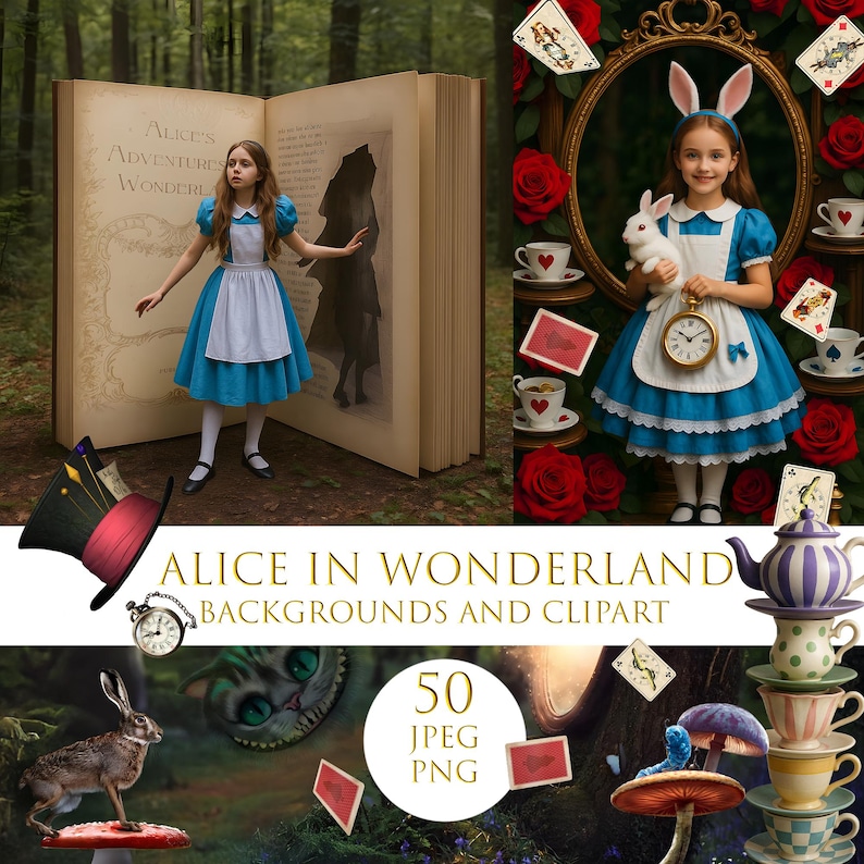 Alice in Wonderland Digital Background: Fantasy Photography Clipart ...