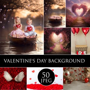 Valentine&#39;s Day Digital Background with Hearts, Romantic Scene, Love-Themed Photography Backdrop for Photoshoots, Romantic Digital  Backdrop