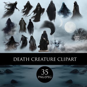 Criatura de la muerte Clipart, Clipart espeluznante, Almas png, Superposición de fantasmas, Clipart de Halloween, Superposición de escuela de magia de mago, Mundo de fantasía con muertos imagen 1