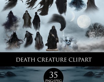 Death creature Clipart , Spooky Clipart, Souls png, Ghost overlay, Halloween Clipart, Wizard Magic school overlay, Fantasy world with dead